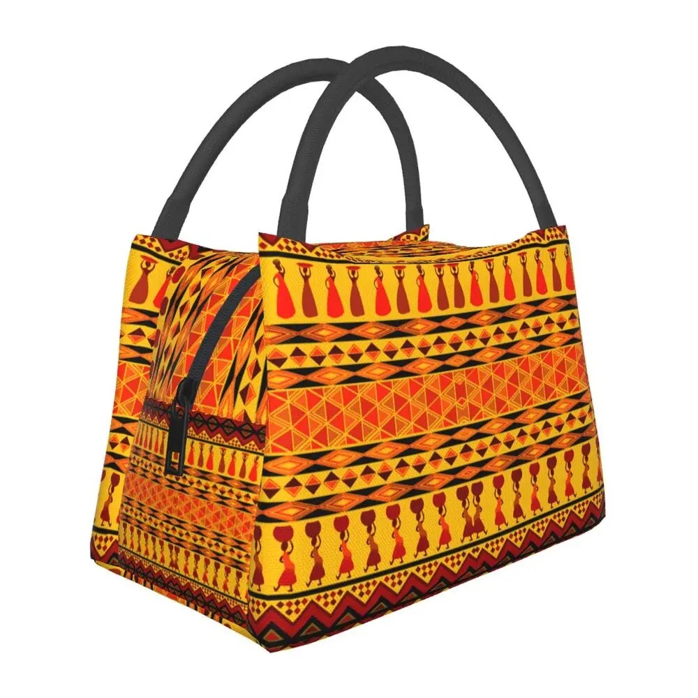 Традиционный африканский этнический дизайн, изолированная сумка для ланча для пикника на открытом воздухе, Африканский племенной арт, термохолодильник, ланч-бокс для женщин