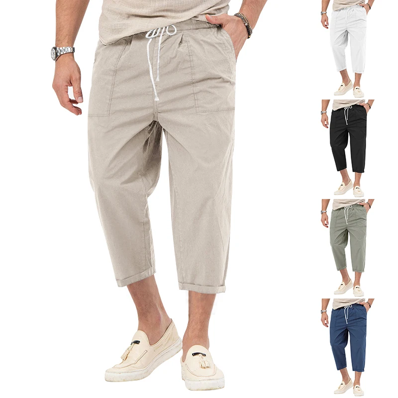 Трансграничные Новые весенне-летние мужские повседневные брюки, обтягивающие широкие брюки, мужские модные брендовые спортивные брюки