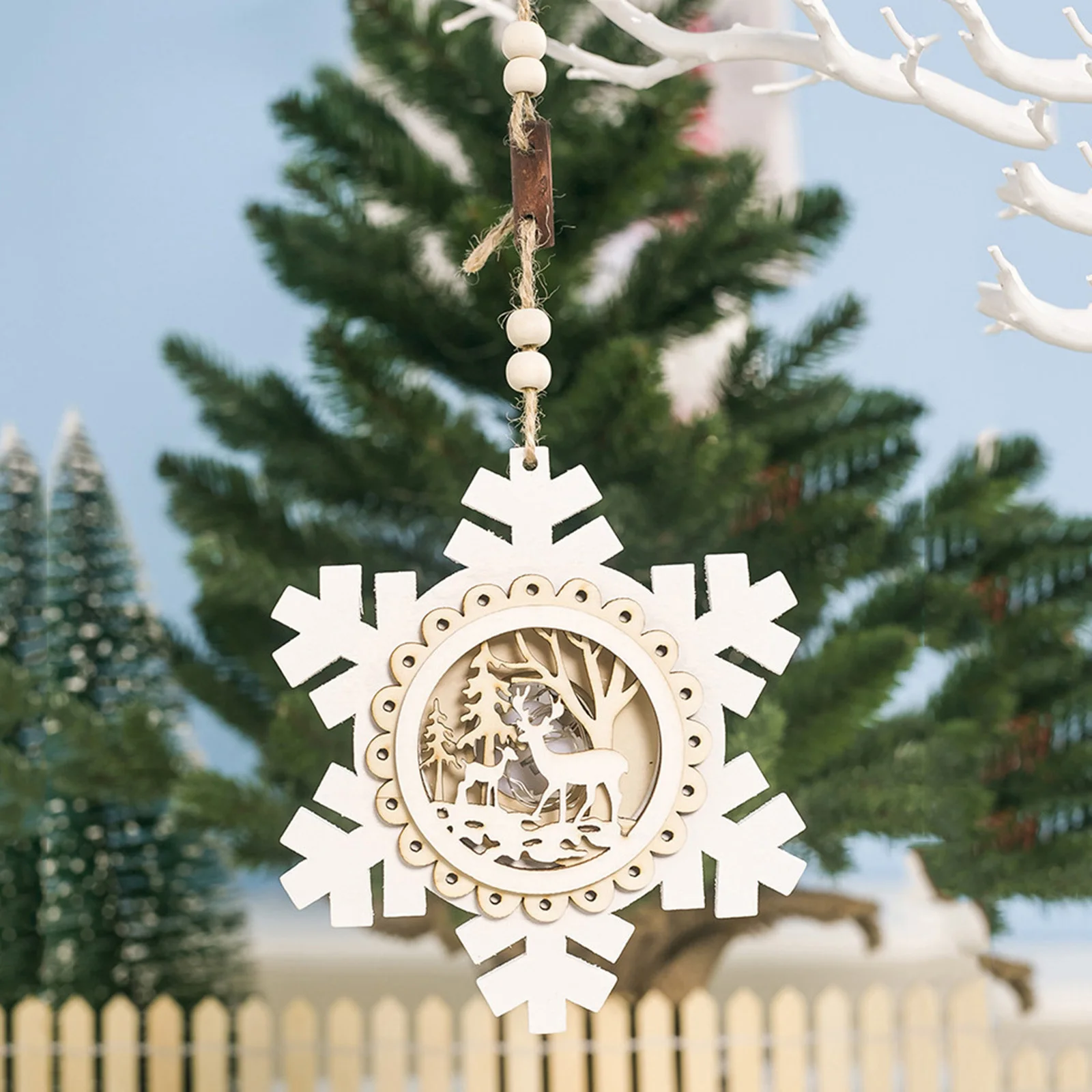 Украшение в форме Рождественской елки, резьба по дереву, качество светодиодного освещения и Сказочный внутренний струнный светильник на заказ Adornos De Navidad