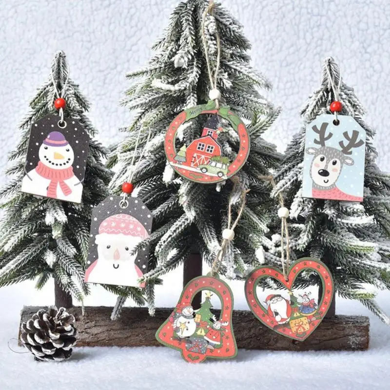 Украшения для Рождественской елки Мультяшные Деревянные 2023 Рождественские украшения для дома Незаконченные Рождественские подвески Navidad Подвесное ремесло