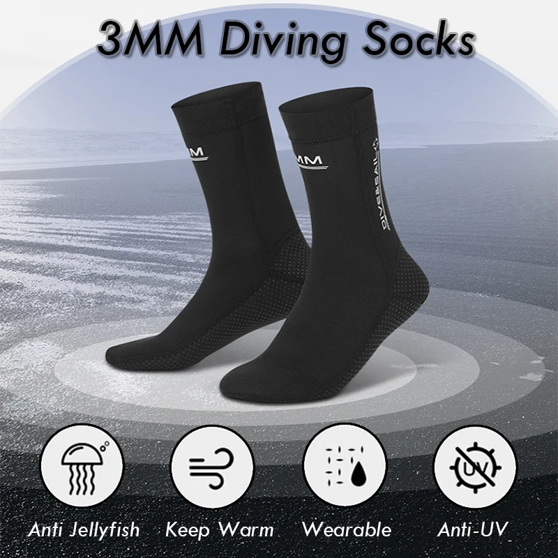 Унисекс, 3 мм Неопреновые носки для дайвинга, Водные виды спорта, Зимние Теплые противоскользящие носки для плавания, подводного плавания, серфинга, Пляжные ботинки для мужчин и женщин