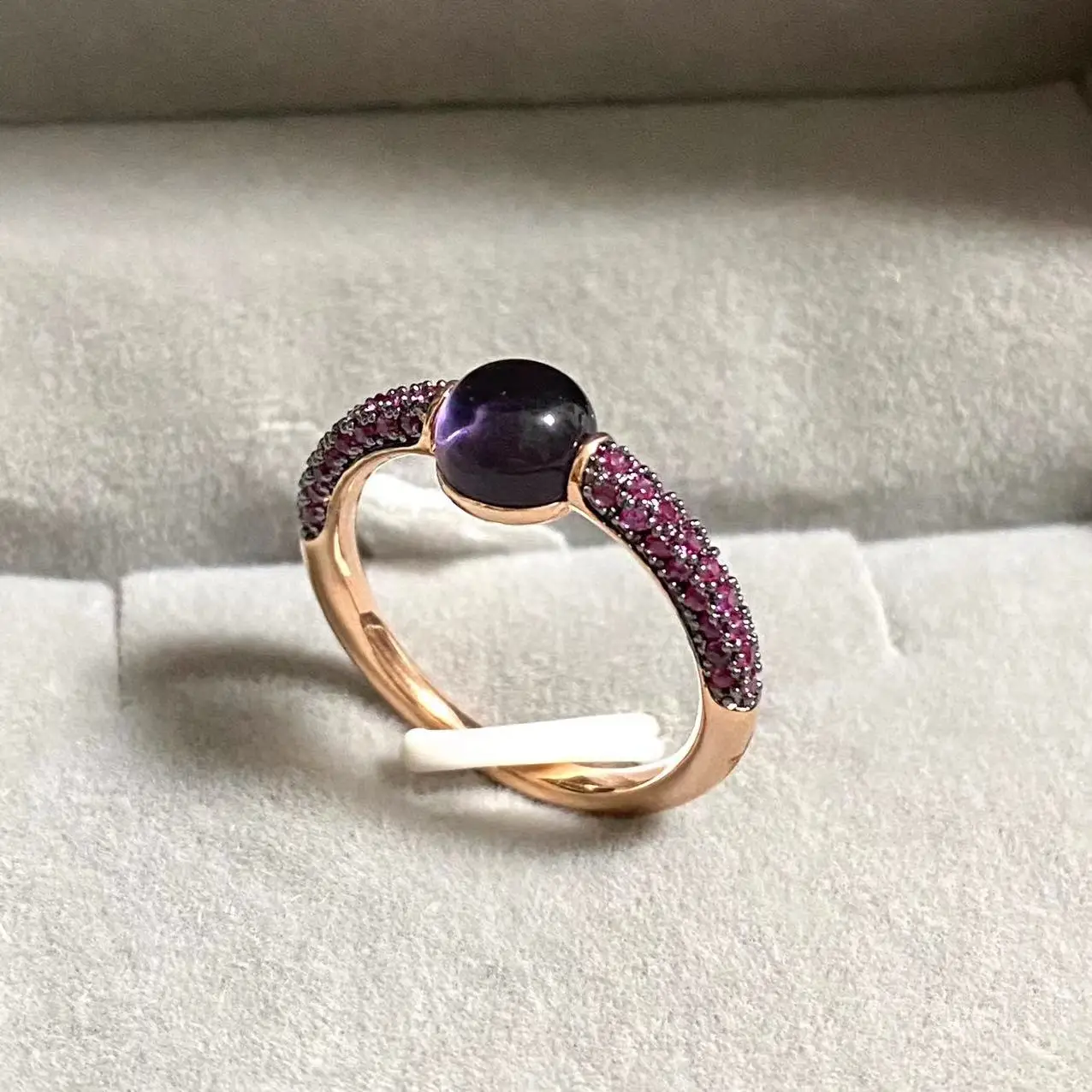 Хрустальное кольцо с фиолетовым цирконом, 6 мм Круглое кольцо в стиле конфет, инкрустация Фиолетовым цирконом, кольцо с кристаллом для женщин, Конфетное кольцо, подарок на День рождения