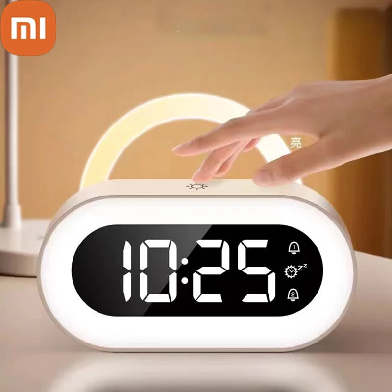 Цифровой будильник Xiaomi Music с голосовым управлением Дизайн ночника Настольные часы Украшение домашнего стола Встроенный аккумулятор емкостью 1500 мАч