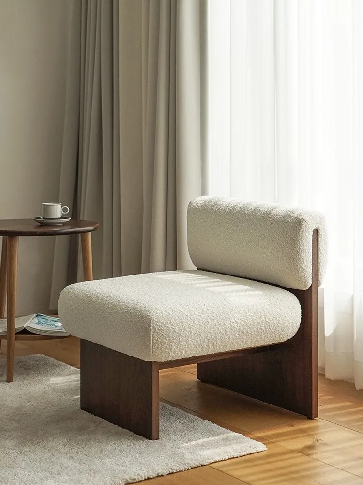 Японский одноместный диван-кресло из массива дерева, Ретро Дизайнерское кресло для гостиной, домашнего искусства и отдыха, спинка из овечьего флиса, ленивый диван