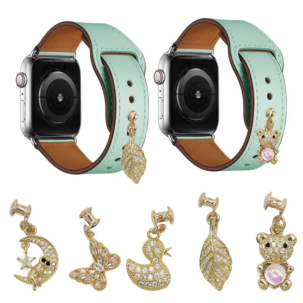 для Apple Watch Ремешок Силиконовый браслет Металлические подвески на запястье Ремешок для часов Орнамент Декоративное кольцо Аксессуары для ремешка