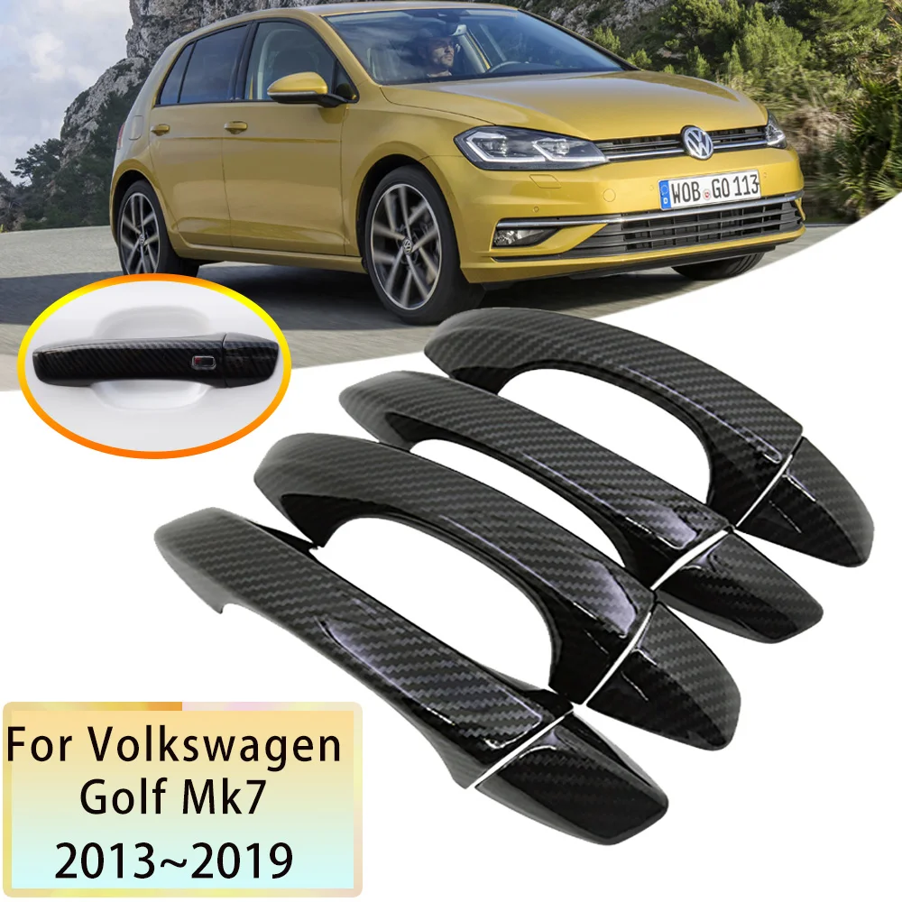 для Volkswagen VW Golf 7 MK7 2013 ~ 2019, накладка на дверную ручку автомобиля из углеродного волокна, наклейка, Аксессуары для укладки 2014 2015 2017 2018